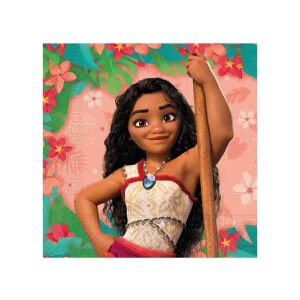 Disney Hercegnők Vaiana 20 darabos 2 rétegű szalvéta csomag, Vaiana képpel trópusi virágos háttérrel - Szalvéta