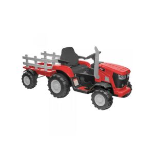 Piros és szürke akkumulátoros gyerek traktor pótkocsival, HECHT 50825 - Elektromos jármű