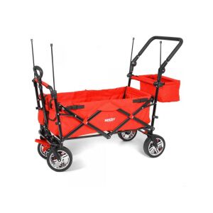 Piros HECHT 50006 összecsukható kézikocsi fekete vázal és fogantyúval, oldalnézet - Kert