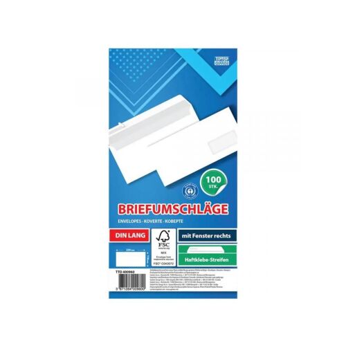 Spirit: Fehér jobb ablakos boríték LA/4 11x23cm 100db-os csomag 128976926