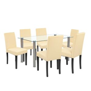 Cadiz 6+1 étkező garnitúra fehér-bézs 128977442 - Étkezőgarnitúra