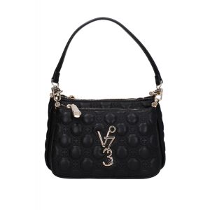 V°73 Eva F79447 schwarze gesteppte Schultertasche mit verstellbarem Riemen und Obergriff - Zubehör Kleidung