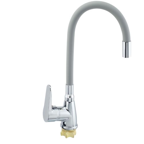 Zegor SOP4-F146GY króm-szürke egykaros mosogató csaptelep flexibilis kifolyócsővel