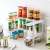 White spice rack organizer in a kitchen, before and after organization