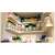 White spice rack organizer in a kitchen cabinet, before and after organization