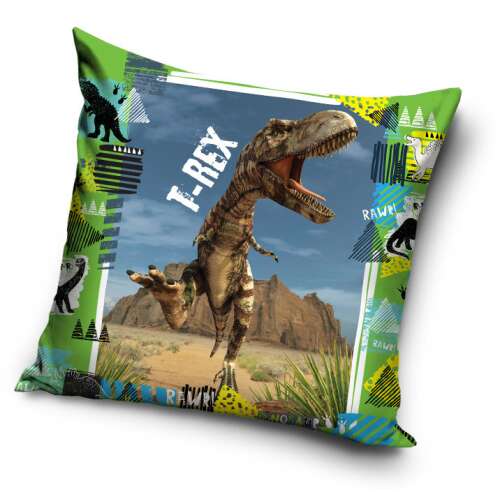 Husa de pernă cu dinozaur, design T-Rex, 40x40 cm, verde