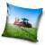 Tractor pillow cover, 40x40 cm, red tractor on a green field