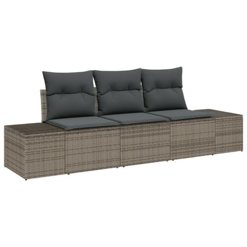 vidaXL 3 személyes kerti kanapé szett párnákkal, szürke, poly rattan - Kerti ülőgarnitúra