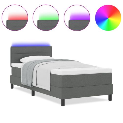 vidaXL Box Spring Ágy Matraccal, Szürke Szövet, 100 x 200 cm, LED Világítás, Színválaszték - Ágy