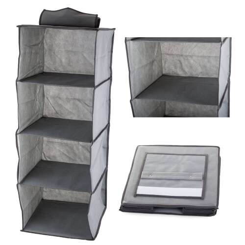 Grauer 4-stufiger Hängeregal-Organizer für den Schrank, 30cm x 30cm x 80cm