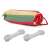 Single person hammock rolled up with ropes, red, yellow, green, blue stripes, outdoor relaxation