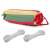 Single person hammock rolled up with ropes, red, yellow, green, blue stripes, outdoor relaxation