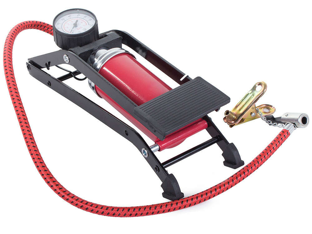 Lábpumpa autó- és kerékpár gumihoz, dugattyúvéggel