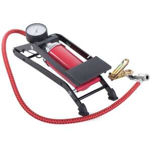 Foot pump for car and bicycle tires, with pressure gauge, red and black - Inflatable Toy & Beach Toy
