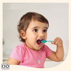 Előkanalak a bébiétel-diverzifikációhoz +6 hónap, 2 db prémium szilikongumi BPA-mentes készlet, kék, ORIGINAL DEALS 135935482 - Gyerek evőeszköz