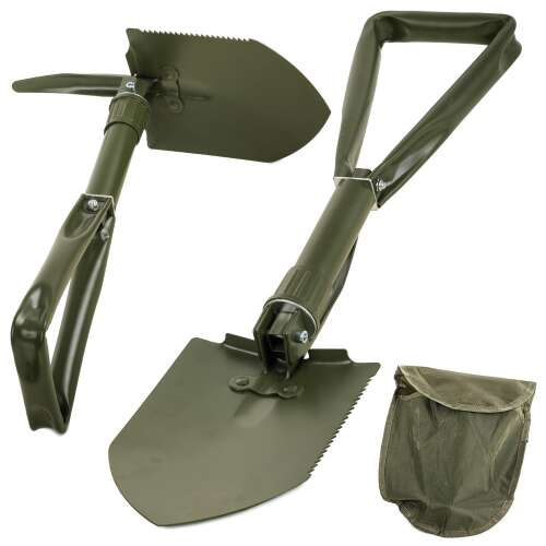 Folding shovel, pickaxe, saw, camping shovel, military shovel, survival shovel, green, 62 cm
