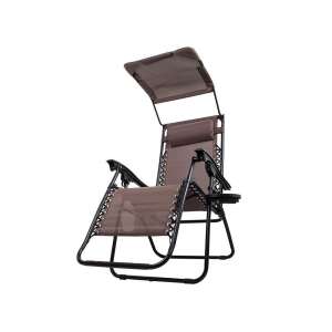 Brauner Zero-Gravity-Stuhl mit Baldachin und Getränkehalter