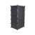 Black 5-tier shoe cabinet with transparent doors and floral pattern, side view