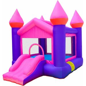 Pepita Castle aufblasbare Hüpfburg mit Rutsche, lila und pink - Sport & Freizeit