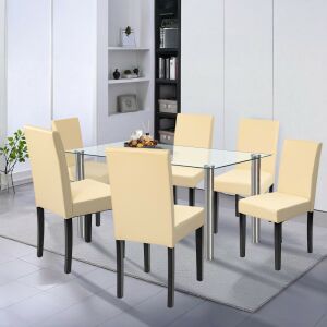 Cadiz 6+1 étkező garnitúra fehér-bézs 129093777 - Étkezőgarnitúra