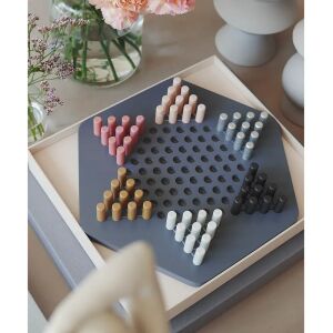 Printworks dámajáték, kínai dáma, tábla 26 x 23 cm, elegáns díszdoboz, fa anyag, ideális ajándék, krém/szürke