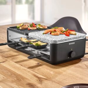Severin Black Line Lite 2 raclette grill kő grill és grill tányérral, 8 személyes, fekete - Severin