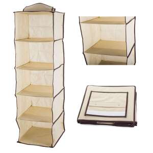 Beige 5-tier hanging organizer for closet storage, with 30x30x100cm dimensions - OEM Closet organizer