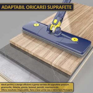 Mopă multifuncțională cu cap rotativ la 360 de grade, ideală pentru curățarea diferitelor suprafețe, cum ar fi lemn, gresie și marmură - Articole pentru curatenie