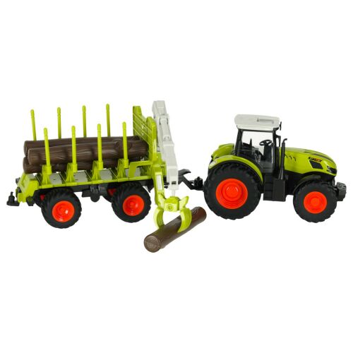 Zielony i czarny traktor zdalnie sterowany z przyczepą i kłodami, 2.4G, 3.7V, 500mAh