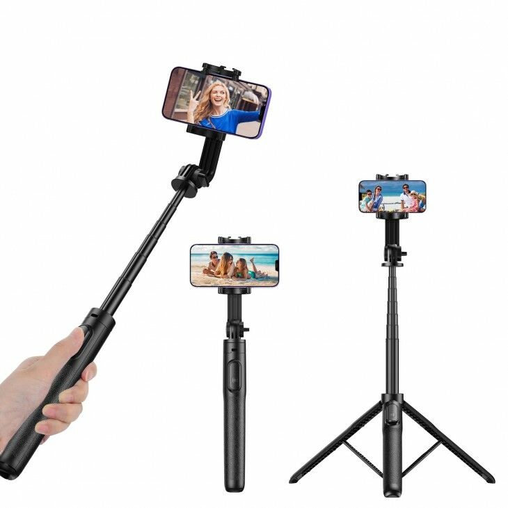 Selfie Stick multifunctional 3 in 1, Apexel APL-D10, telecomanda Bluetooth, lungime 1.5 metri