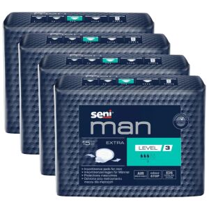 Seni Man Extra Level 3 Inkontinencia Betét Férfiaknak, 4 csomag 15 darabos - Seni