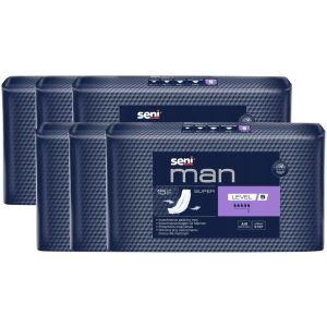 Seni Man Super Level 5 подложки за инконтиненция за мъже, 6 пакета по 15 броя - Seni