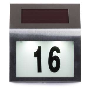 Solar powered house number sign with LED lights, showing number 16 - House Number Plate