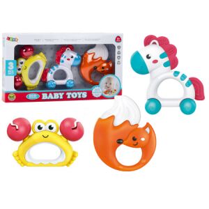 Babajáték készlet Csörgő Fogak Zebra Crab Fox 3 db 18010 146088260 - Lean Toys