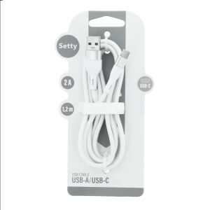 Setty KSA-C-1.220 USB-A - Type-C kábel 2A 1.2m - fehér 129114466 - Kábel & Tartozék