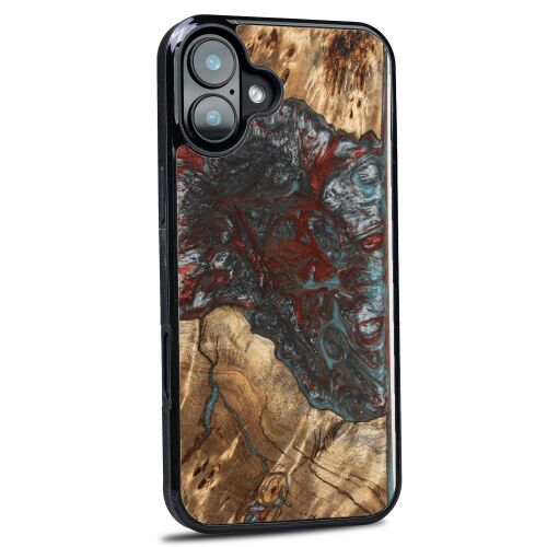 Bewood Planets Pluto tok iPhone 16 Plus - barna-szürke, valódi fa telefontok egyedi gyantával, iPhone 16 Plus-hoz - Bewood