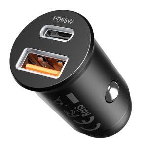 Proove Tiny Power Pro autós töltő 1xUSB-A és 1xUSB-C csatlakozással 65W - fekete 129124526 - Proove