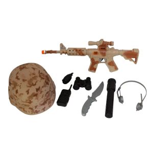 Komplett katonai szett - sisakkal, fegyverrel