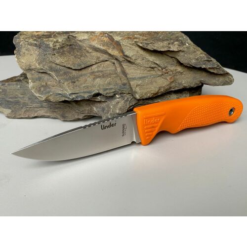 Nož Linder Super Edge 1 s fiksnim oštricom, narančastom drškom