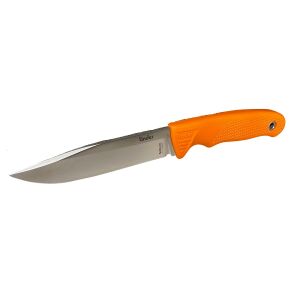 Nóż ze stałą klingą Linder Super Edge z pomarańczową rękojeścią, idealny do polowań i aktywności na świeżym powietrzu - Nóż myśliwski i survivalowy