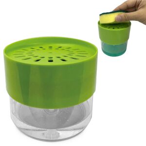 Dozator detergent de vase, dozator lichid, transparent/verde cu burete - Distribuitor de săpun