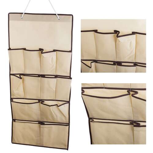 Hanging Organizer with 12 Pockets, 90X45cm, Beige