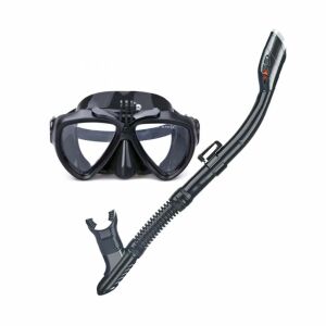 Set de scufundare și snorkeling Aloma WT-2 cu suport GoPro, negru - Măști de scufundare