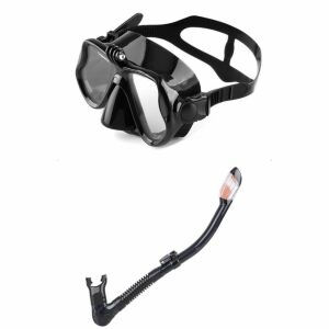 Комплект маска и шнорхел Aloma AM708 с монтаж за GoPro, черен - Очила за гмуркане