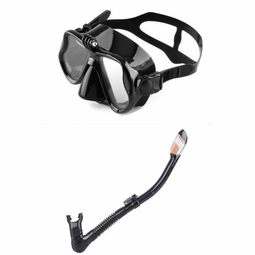 Echipament scuba diving si snorkeling, Aloma AM708, format din masca si tub, lentila duala, prindere GoPro, negru