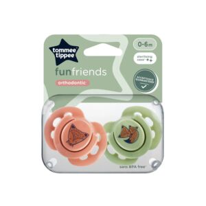 Tommee Tippee Fun Friends játszócumi 0-6 hó 2 db - barna/zöld 129149864 - Tommee Tippee