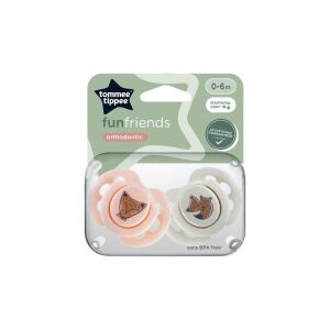Tommee Tippee Fun Friends játszócumi 0-6 hó 2 db - rózsaszín/szürke 129149968 - Tommee Tippee