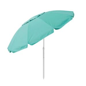 Turkusowy parasol plażowy z białą metalową ramą, ochrona przeciwsłoneczna UPF 50+ - Osłona przeciwsłoneczna