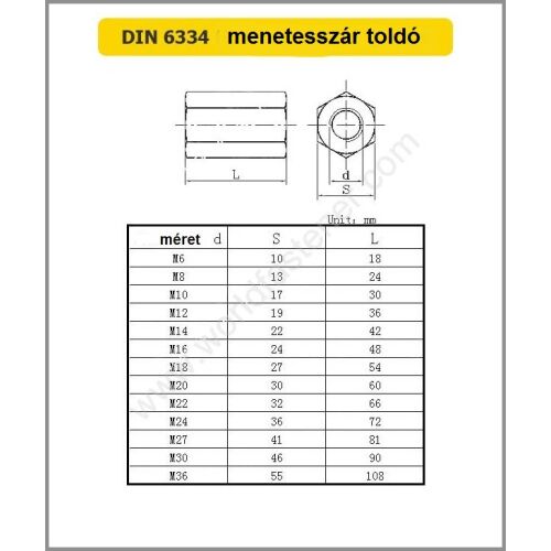 Menetesszár Toldó M10 13*30Mm Hatszög Horg 136105611