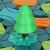Close-up of toy tree on puzzle board game labyrinth